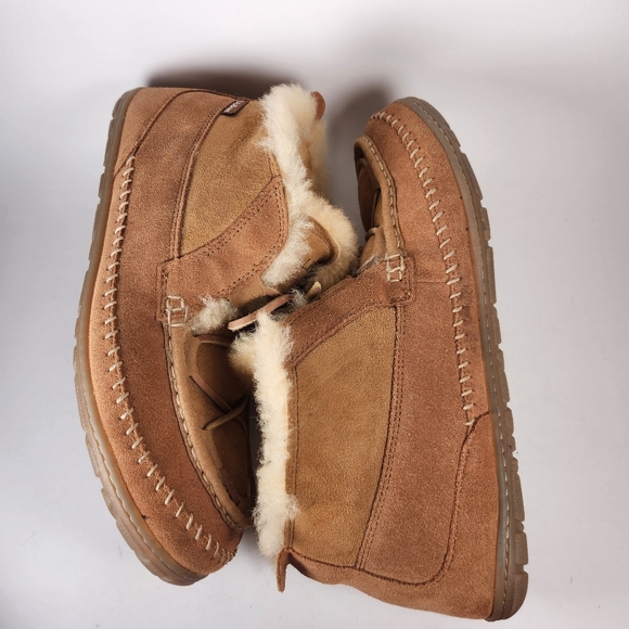 L.L. BEAN Mens Wicked Good Chukka Boot 12 Brown Shearling Lined Shoe Slipper - Picture 8 of 12
